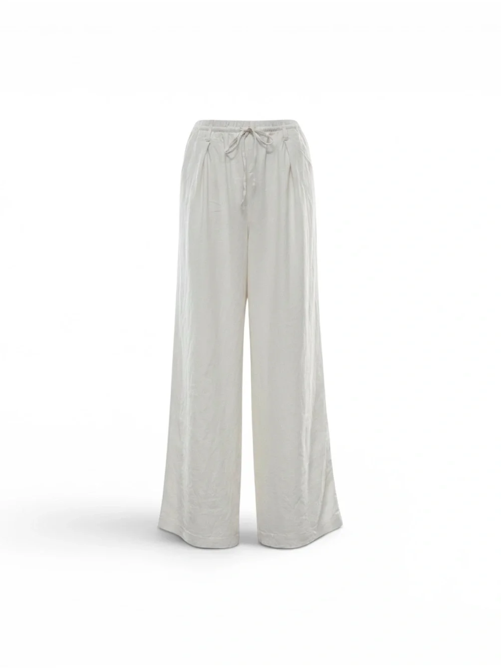 Zara Oyster White Wide-Leg Drawstring Pants